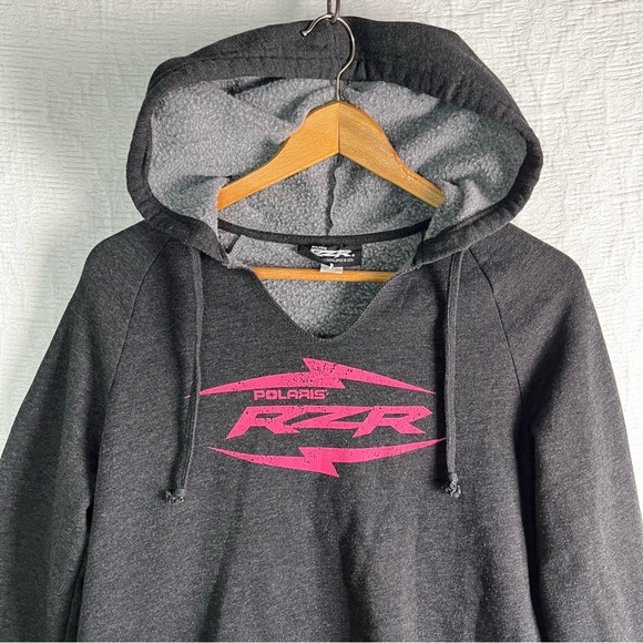 Polaris Womens Small S RZR Lightweight Hoodie Grey Fleece Pullover Hooded Jacket - Picture 2 of 16
